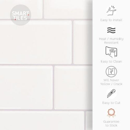 White Subway Peel and Stick Wall Tiles - 4 Pack