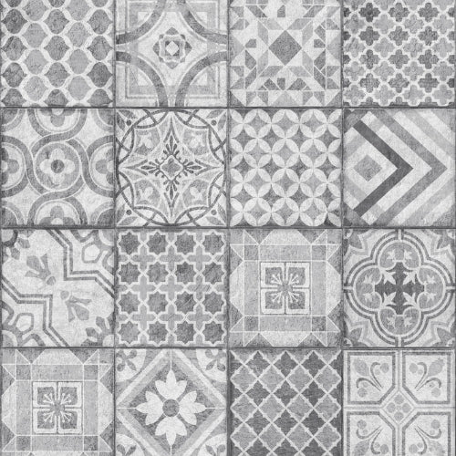 Sample Moroccan Tiles Grey | Vinyl Wallpaper