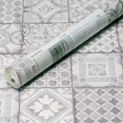 Moroccan Tiles Grey | Vinyl Wallpaper - 67.5cm x 4m